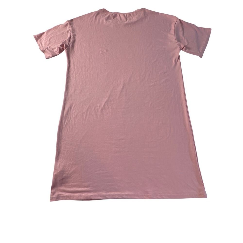 Pink Graphic Coffee Tee‎ Dress Women's Casual Lounge Shirt Dress Size M New - Picture 6 of 6